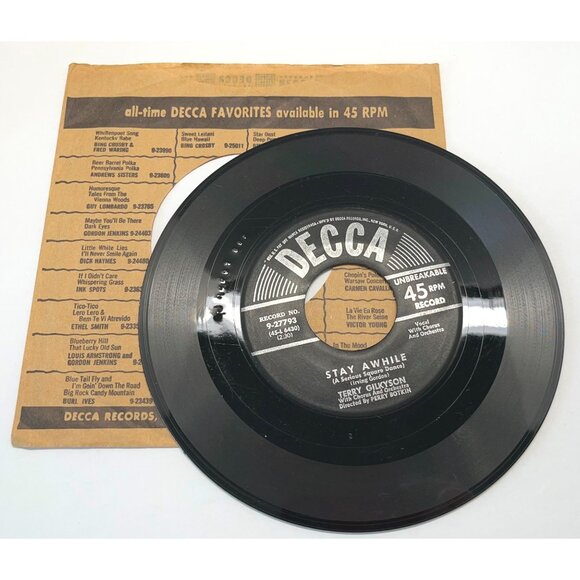 Terry Gilkyson Stay Awhile / Rollin Stone 45 Vinyl 50s Country DECCA 27793 - Picture 3 of 6